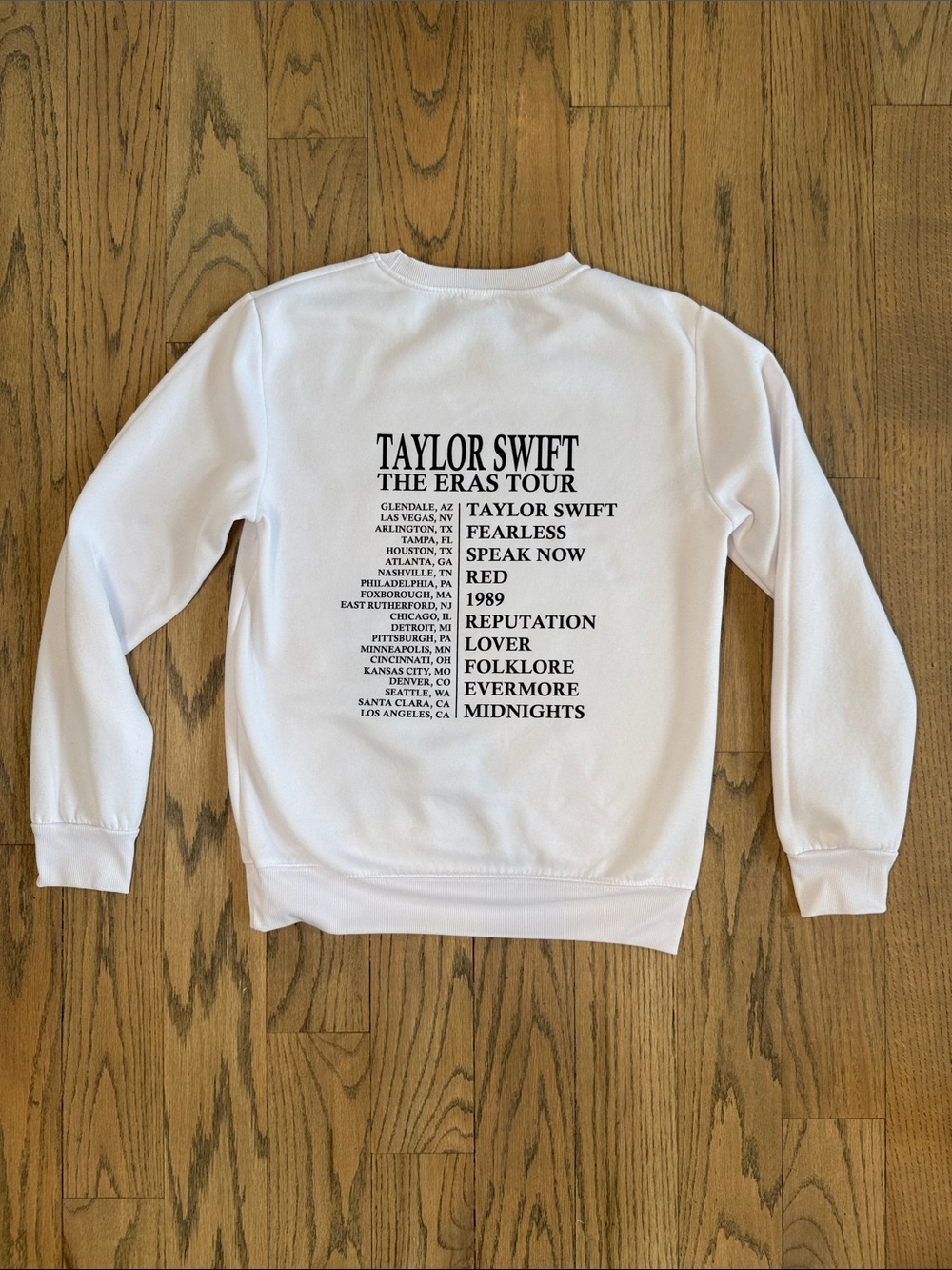 Taylor Swift White Screenprint Eras Tour Pullover Sweatshirt Size Small - Picture 9 of 10